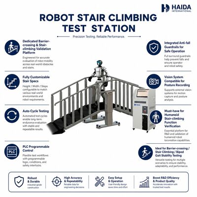 Robot Merdiven Tırmanma Test İstasyonu Merdiven Tırmanma Test Ekipmanı Özelleştirilebilir Merdiven Özellikleri PLC Kontrolü Düşme Önleyici Korkuluklar