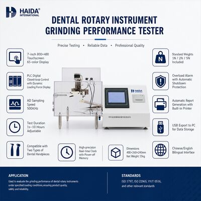 Diş Döner Alet Zımparalama Performansı Test Cihazı Bur Başı Aşınma Test Makinesi El Aleti Kalite Kontrolü Kesme Verimliliği Testi