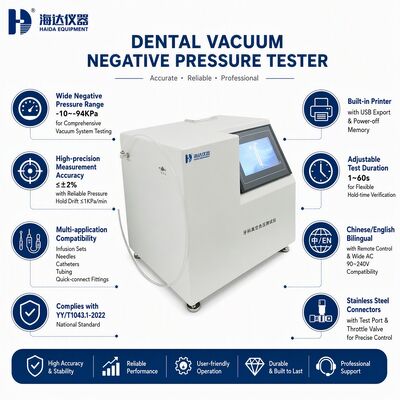 Diş Vakum Negatif Basınç Test Cihazı Vakum Ölçer Makinesi Diş Aspirasyon Sistemi Test Ekipmanları Yüksek Hassasiyet -94 kPa