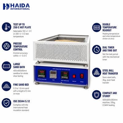 HAIDA Ayakkabı Isı Yalıtımı Test Cihazı Tam Ayakkabı Termal Yalıtım Test Makinesi ISO 20344 5.12 Ayakkabı Test Ekipmanları