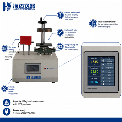 HAIDA Shoe Peeling Strength Tester Shoe Sole and Upper Peeling Testing Machine GB/T 3903.3 Standard Shoe Testiing Equipment